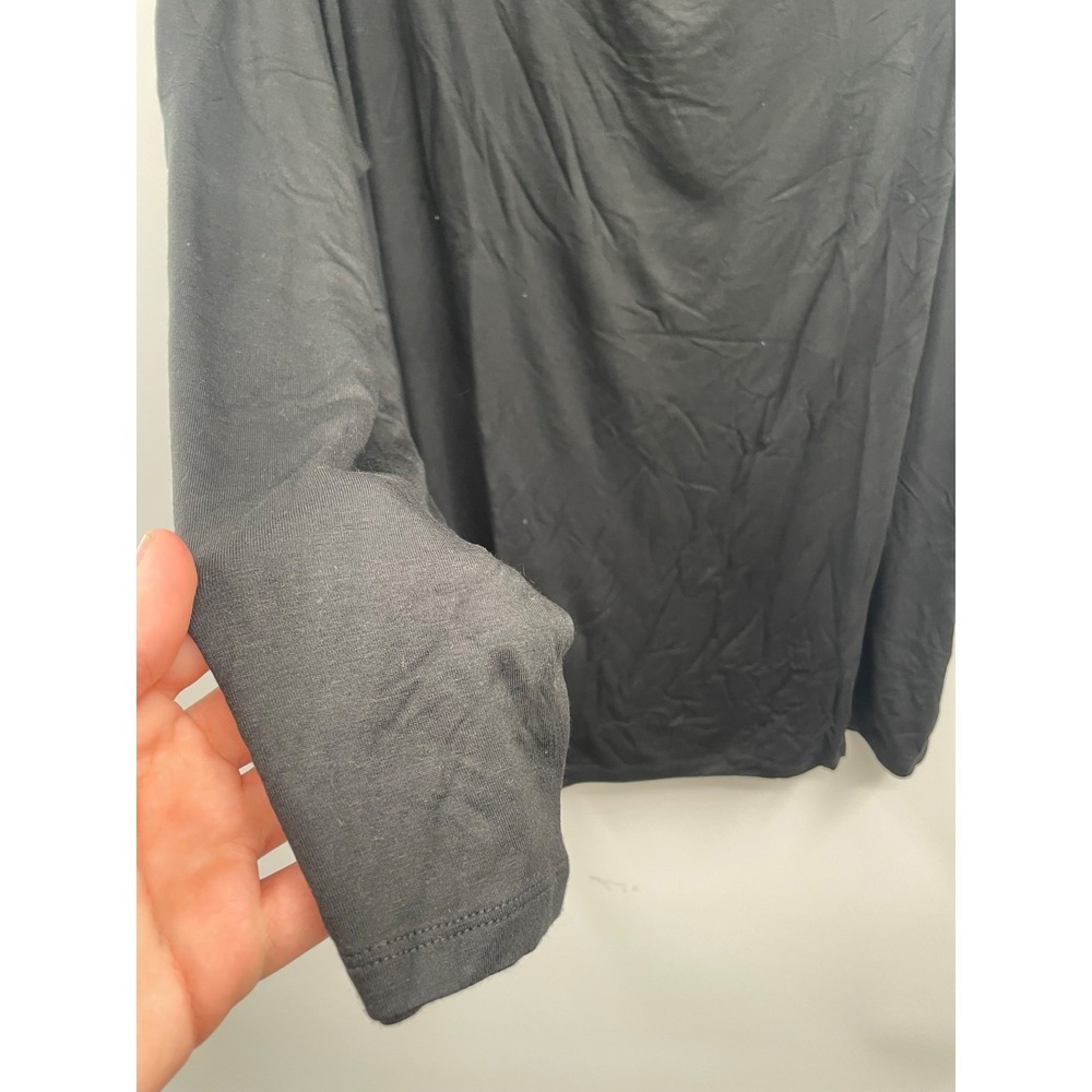 Ashley Stewart Top Womens 22/24 Black Stretch Long Sleeve Blouse Preppy Boho NWT - Picture 8 of 11